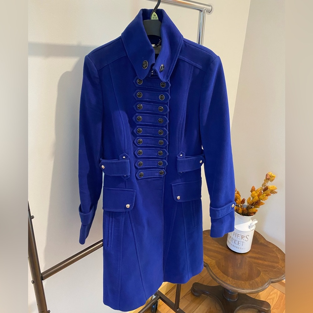 Karen Millen Military Wool Coat Cobalt Blue US 8